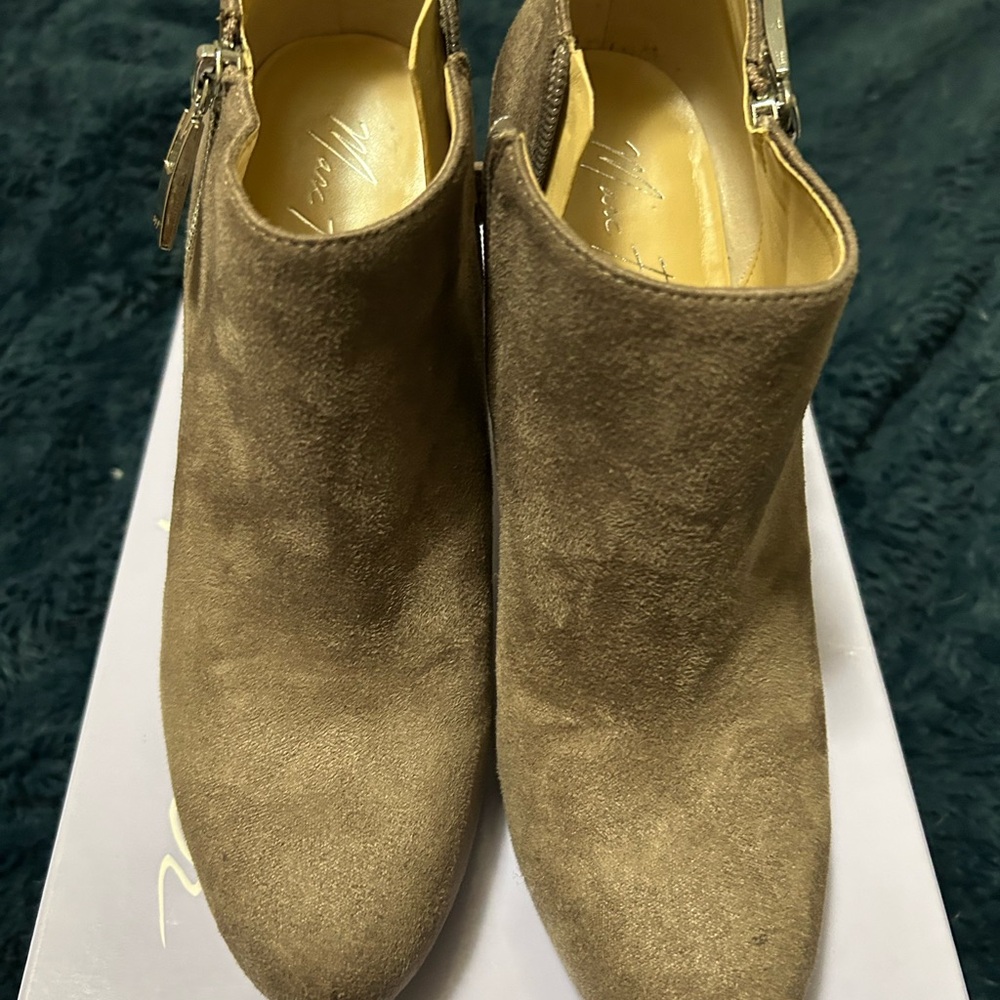 Marc Fisher Taupe Suede Ankle Booties
